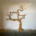 Tree branch book shelves wall mount art solid wood floor bookcase decor