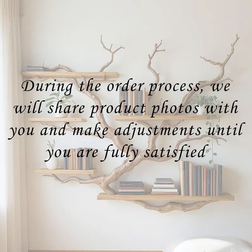 Tree branch book shelf floating shelves on wall solid wood bookshelf driftwood wall art decor for living room