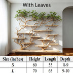 Floating bookshelf tree branch wall mounted book shelf handcrafted carving sculpture reclaimed solid wood bookcase