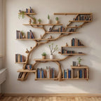 Tree bookshelf solid wood shelf driftwood branch wall mount handmade furniture decor for home