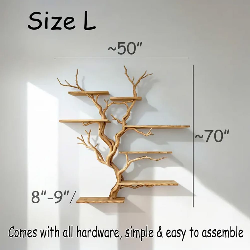 Tree book shelf on wall art floating wood shelves decoration