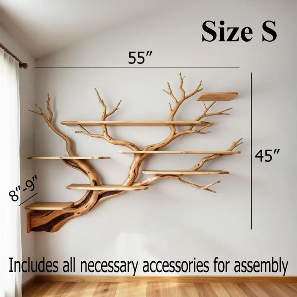 Tree branch corner wall shelves floating unique decor