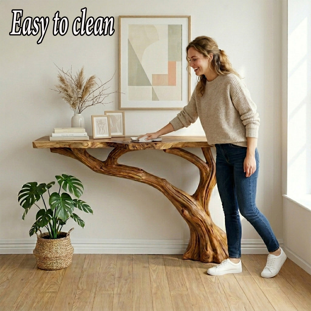Live edge console table entryway unique reclaimed solid wood narrow side table wall mount tabletop handmade furniture