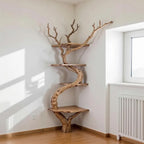 Floating corner shelf solid wood bookshelf driftwood branch shelves on wall housewarming gift for him