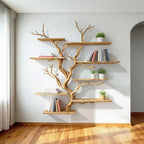 Tree book shelf on wall art floating wood shelves decoration