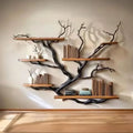 Driftwood branch tree bookshelf solid wood branch wall mount handmade furniture decor for home