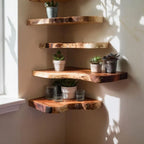 Corner wall shelf floating live edge wall mounted shelf floating wood shelf for wall decor