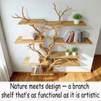 Tree book shelf on wall art floating wood shelves decoration