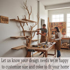 Tree branch book shelf floating shelves wall mounted reclaimed solid wood bookcase driftwood sculpture art furniture