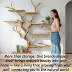 Tree book shelf on wall art floating wood shelves decoration