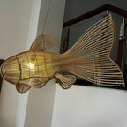 Unique four tail rattan fish pendant light for coastal decor