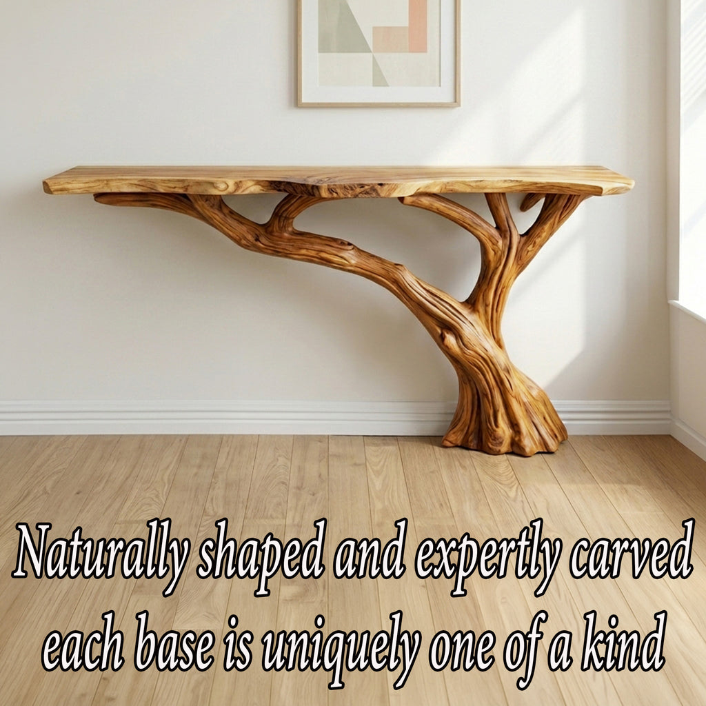 Live edge console table entryway unique reclaimed solid wood narrow side table wall mount tabletop handmade furniture