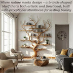 Tree branch book shelf floating shelves wall mounted reclaimed solid wood bookcase driftwood sculpture art furniture