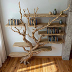 Driftwood Tree Bookshelf Natural Wood Wall-Mounted Bookcase