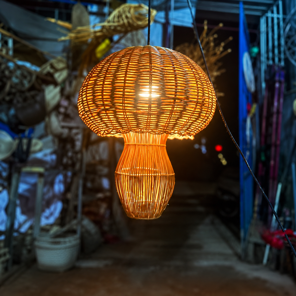 Jellyfish lamp boho pendant lamp rattan chandelier