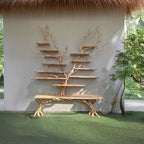 Tree branch shelf wall mount assembly natural wood foor bookcase art custom for home decor