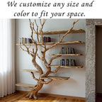 Driftwood Tree Bookshelf Natural Wood Wall-Mounted Bookcase