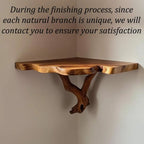 Corner floating tree branch bookshelf wall mount solid wood shelf custom floating shelves art unique furniture