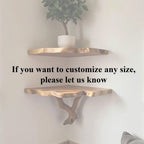 Corner floating tree branch bookshelf wall mount solid wood shelf custom floating shelves art unique furniture