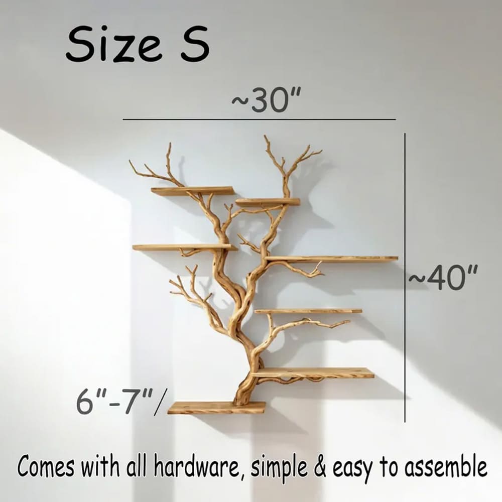 Tree book shelf on wall art floating wood shelves decoration