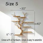 Tree book shelf on wall art floating wood shelves decoration