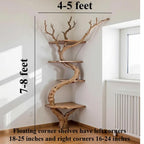 Floating corner shelf solid wood bookshelf driftwood branch shelves on wall housewarming gift for him