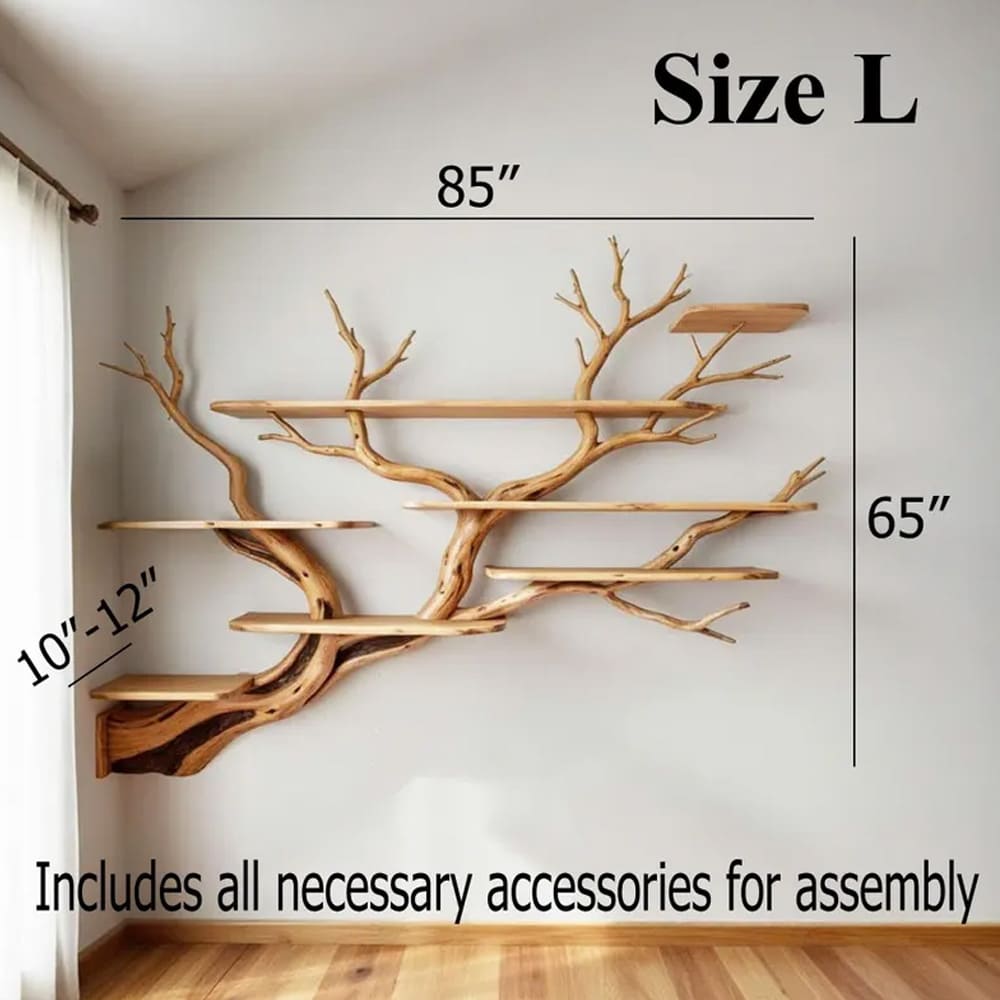 Tree branch corner wall shelves floating unique decor