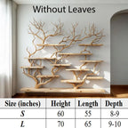 Floating bookshelf tree branch wall mounted book shelf handcrafted carving sculpture reclaimed solid wood bookcase