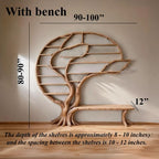 Floating bookshelf solid wood tree branch shelf unique natural wood bookcase wall mount decor home art