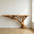 Live edge console table entryway unique reclaimed solid wood narrow side table wall mount tabletop handmade furniture