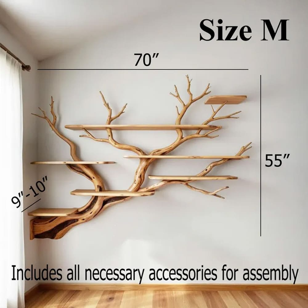 Tree branch corner wall shelves floating unique decor