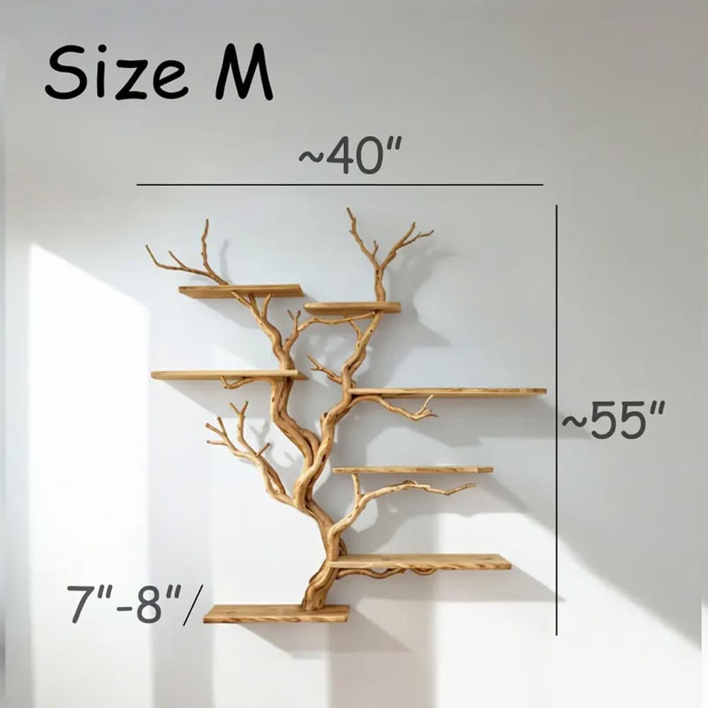 Tree book shelf on wall art floating wood shelves decoration