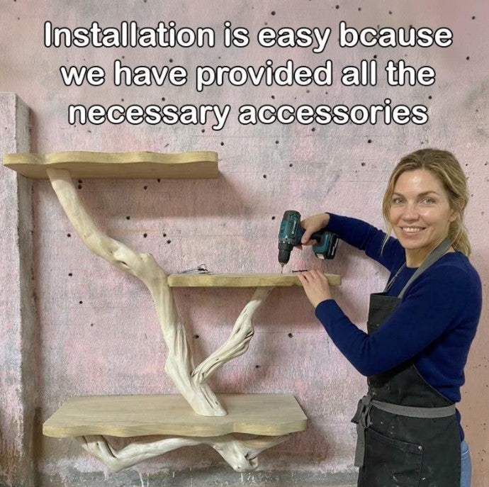 Tree branch corner floating shelf unique wall mount shelves