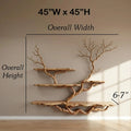 Tree branch floating shelf wall mounted bookshelf