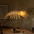 Large lobster rattan pendant light for coastal restaurant decor