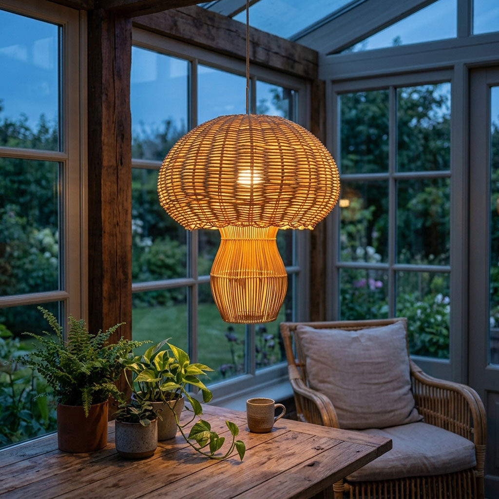 Jellyfish lamp boho pendant lamp rattan chandelier