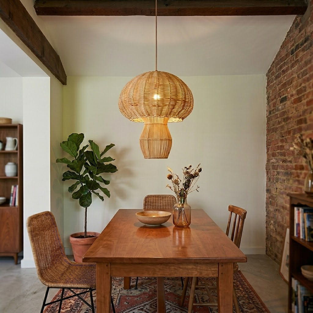 Jellyfish lamp boho pendant lamp rattan chandelier
