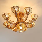 Rattan pendant light extra wicker flower chandelier