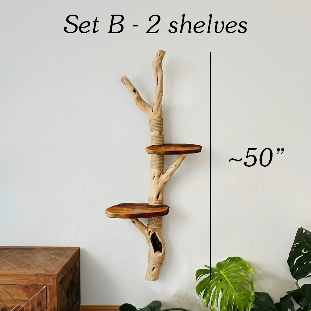Cat Tree Driftwood Natural Wood Cat Shelf Handmade Climbing Tower Sisal Scratching
