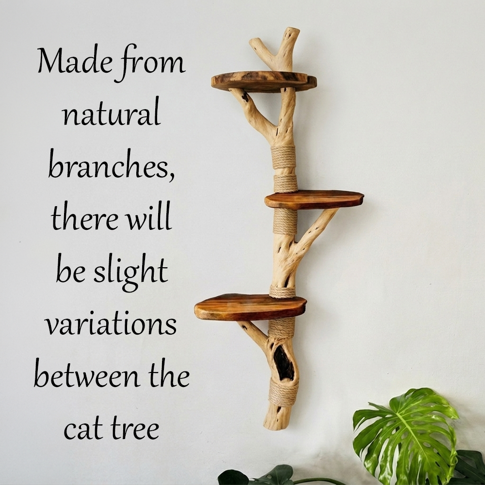 Cat Tree Driftwood Natural Wood Cat Shelf Handmade Climbing Tower Sisal Scratching