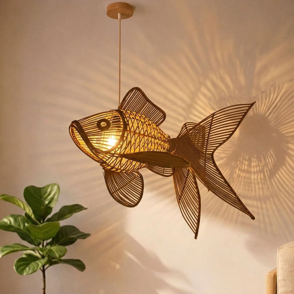 Fish chandelier lighting rattan pendant light home decor
