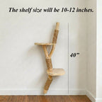 Cat Tree Natural Wood Wall Mounted Cat Climber and Scratching Post