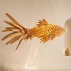 Fish ceiling light wood veneer lamp handcrafted art decor