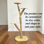 Natural Wood Cat Tree with Sisal Scratching Posts