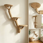 Cat Climbing Wall with Sisal Scratching Posts and Floating Cat Bed