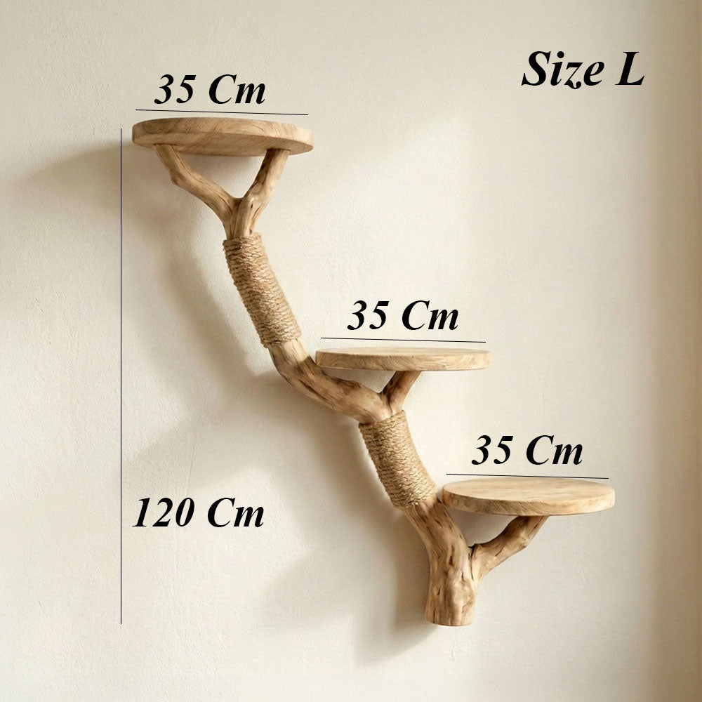 Cat Climbing Wall with Sisal Scratching Posts and Floating Cat Bed