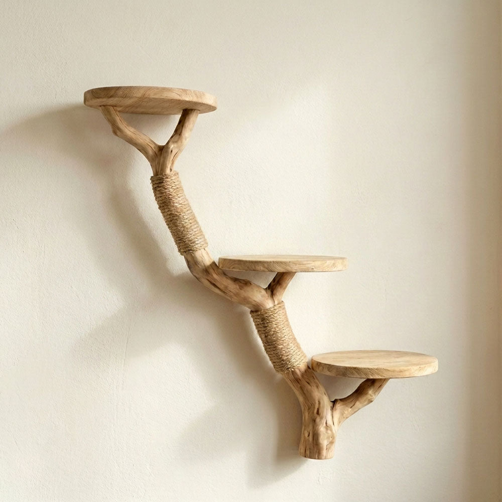 Cat Climbing Wall with Sisal Scratching Posts and Floating Cat Bed