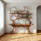 Tree branch bookshelf driftwood live edge wall shelf decor