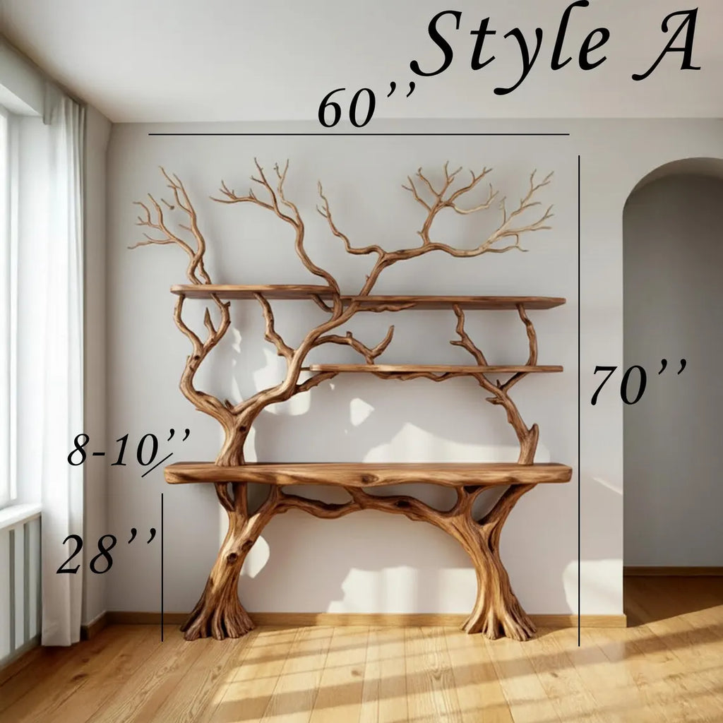 Tree branch bookshelf driftwood live edge wall shelf decor