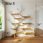Live edge tree branch bookshelf solid wood wall shelf